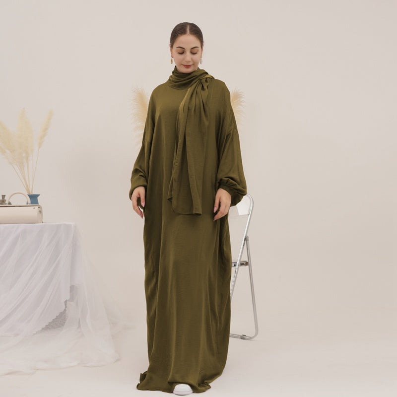 Robe Abaya unie avec foulard hijab, 13 couleurs au choix