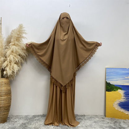 Khimar long en dentelle Nida, 13 couleurs au choix, pour femmes arabes du Moyen-Orient
