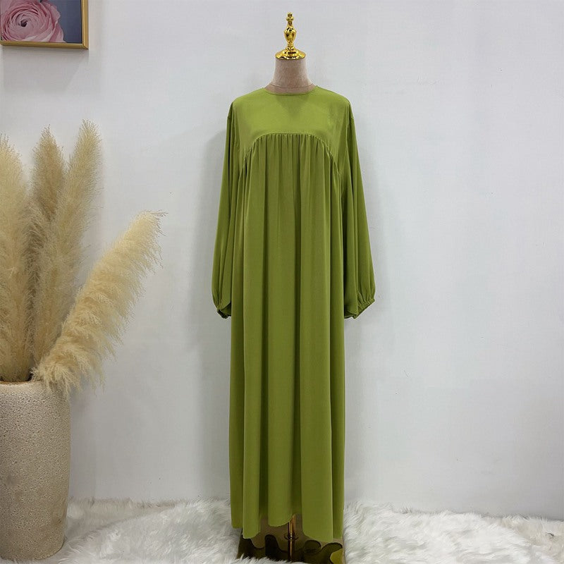 Robe longue en satin avec poche, 11 options de couleurs