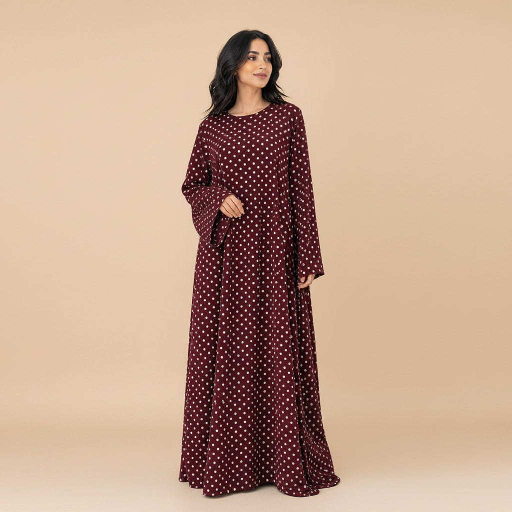 Muslim Women Polka Dot Abaya Dress #261378