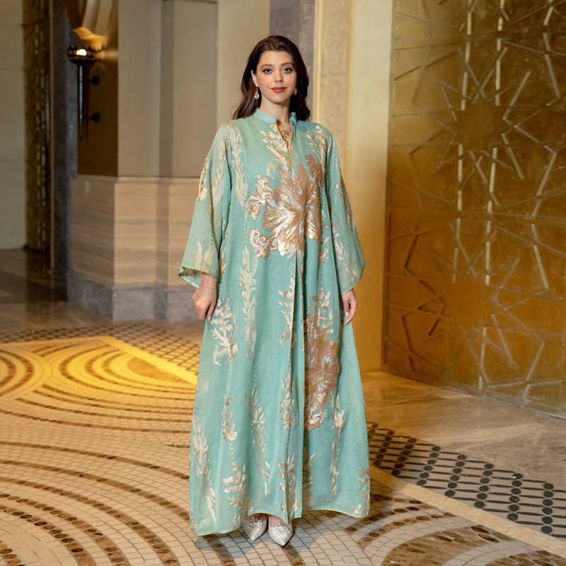 Caftan de luxe pour l'Aïd, robe caftan Jalabiya avec paillettes brodées