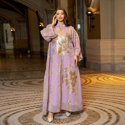 Caftan de luxe pour l'Aïd, robe caftan Jalabiya avec paillettes brodées