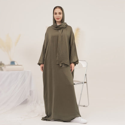 Robe Abaya unie avec foulard hijab, 13 couleurs au choix