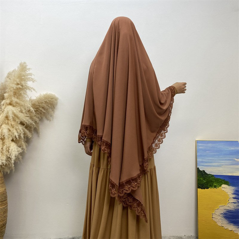 Khimar long en dentelle Nida, 13 couleurs au choix, pour femmes arabes du Moyen-Orient
