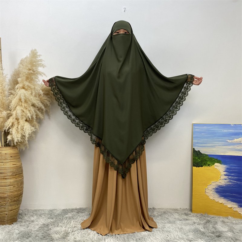 Khimar long en dentelle Nida, 13 couleurs au choix, pour femmes arabes du Moyen-Orient