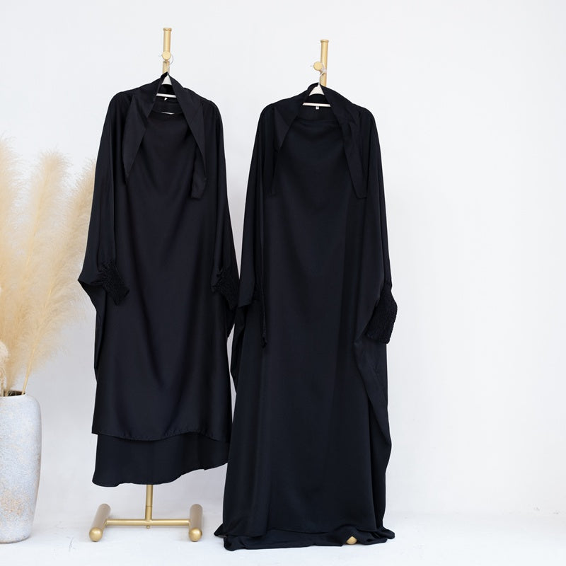 Robe de prière en satin assortie mère-fille pour femmes musulmanes