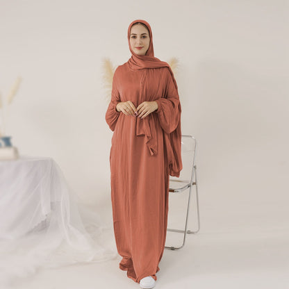 Robe Abaya unie avec foulard hijab, 13 couleurs au choix