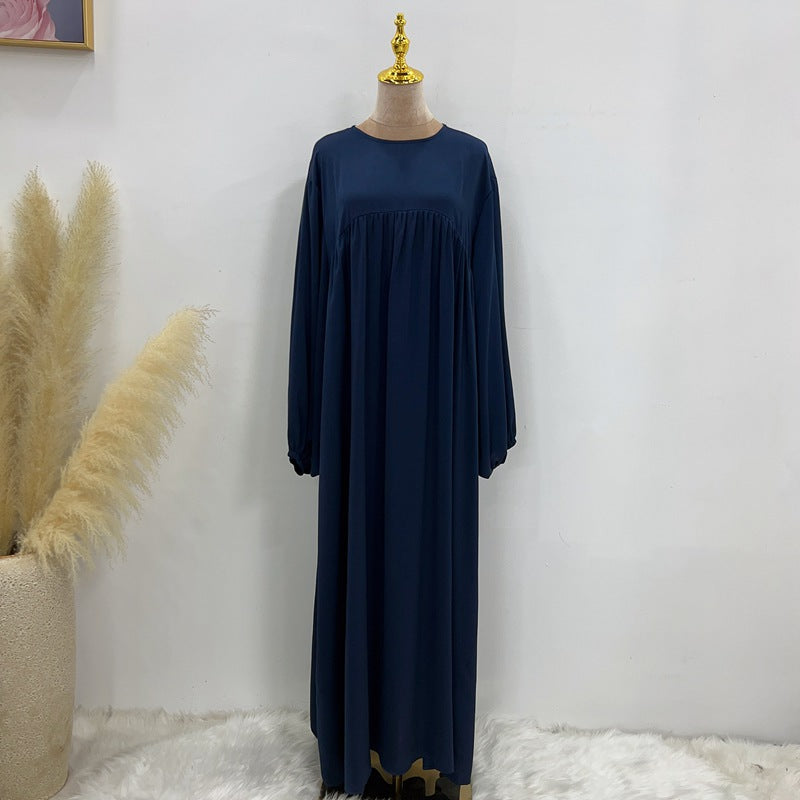 Robe longue en satin avec poche, 11 options de couleurs