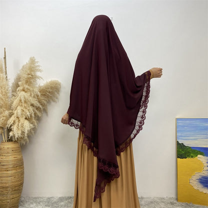 Khimar long en dentelle Nida, 13 couleurs au choix, pour femmes arabes du Moyen-Orient
