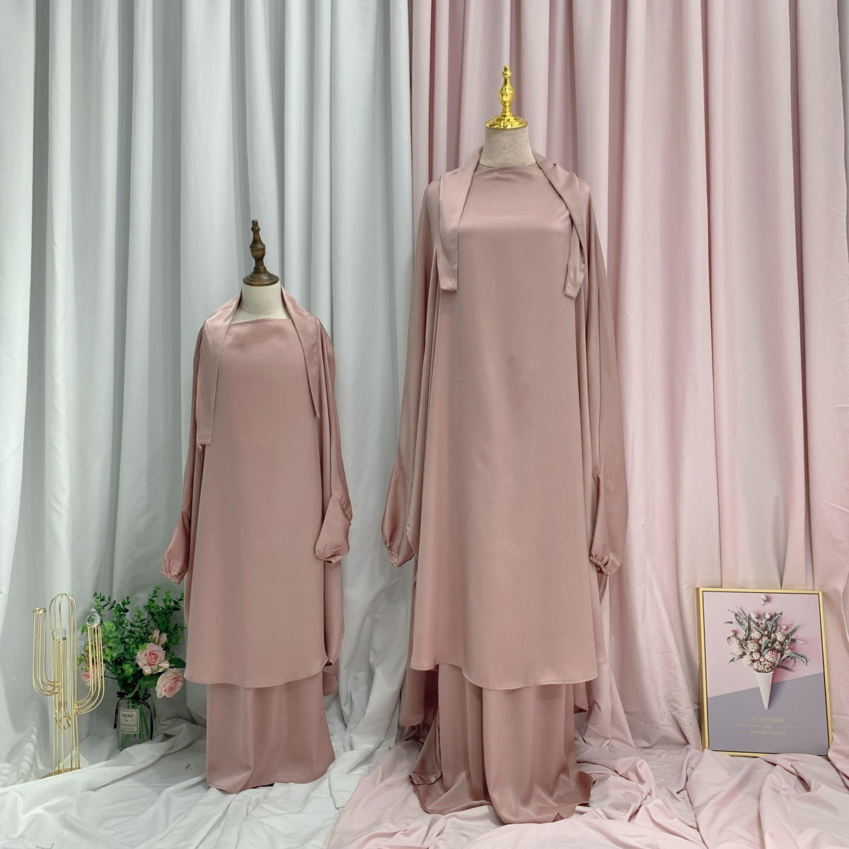Robe de prière pour femmes musulmanes, jilbab, tenues assorties mère et fille