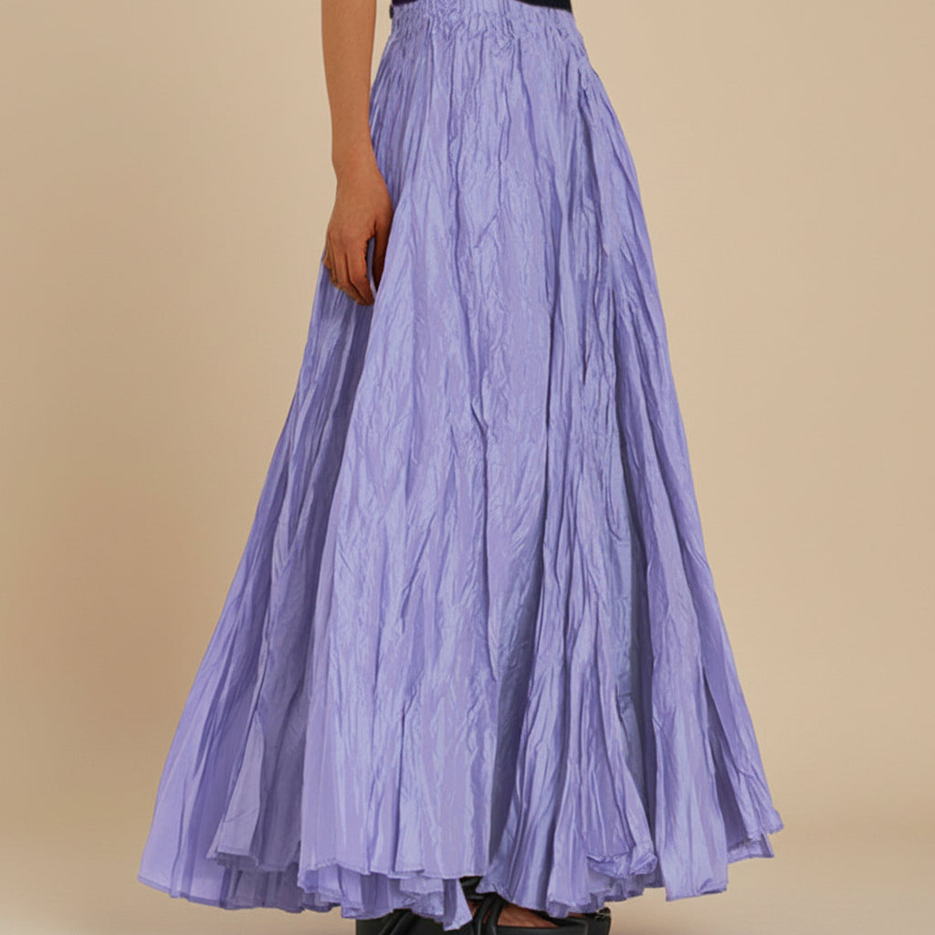 Modest Pleated Plain Solid Color Long Skirt #2603001