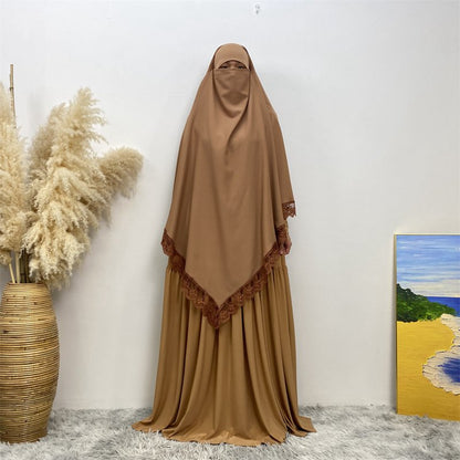 Khimar long en dentelle Nida, 13 couleurs au choix, pour femmes arabes du Moyen-Orient