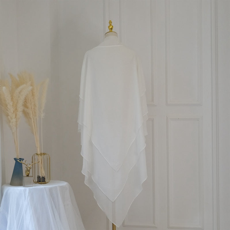 Khimar long en mousseline à 3 couches, 11 options de couleurs