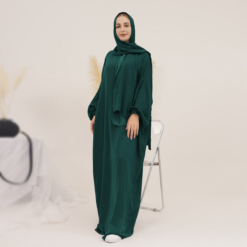 Robe Abaya unie avec foulard hijab, 13 couleurs au choix