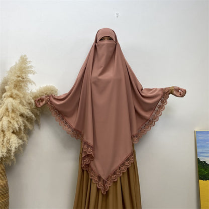 Khimar long en dentelle Nida, 13 couleurs au choix, pour femmes arabes du Moyen-Orient