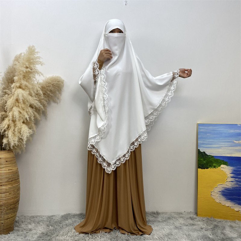 Khimar long en dentelle Nida, 13 couleurs au choix, pour femmes arabes du Moyen-Orient