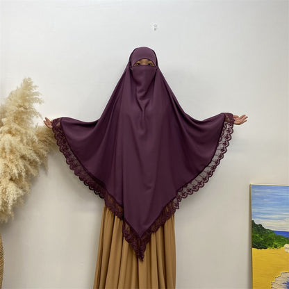 Khimar long en dentelle Nida, 13 couleurs au choix, pour femmes arabes du Moyen-Orient