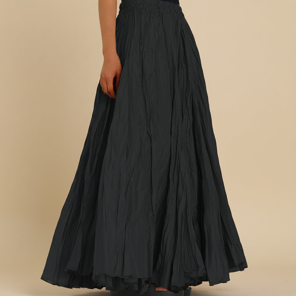 Modest Pleated Plain Solid Color Long Skirt #2603001