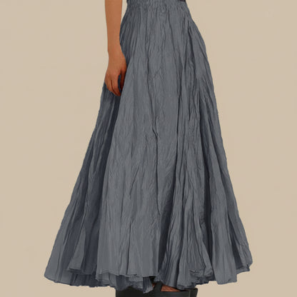 Modest Pleated Plain Solid Color Long Skirt #2603001