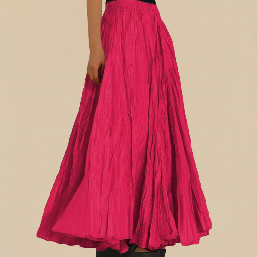 Modest Pleated Plain Solid Color Long Skirt #2603001