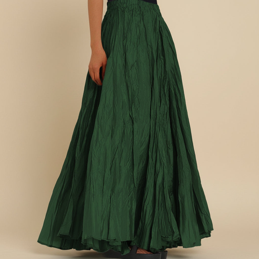 Modest Pleated Plain Solid Color Long Skirt #2603001