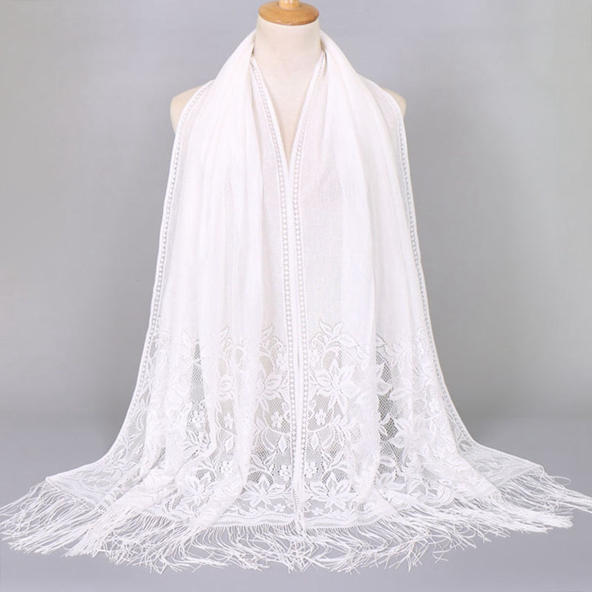 Muslim Women Lace Hollow Tassel Hijab Scarf #26VS069