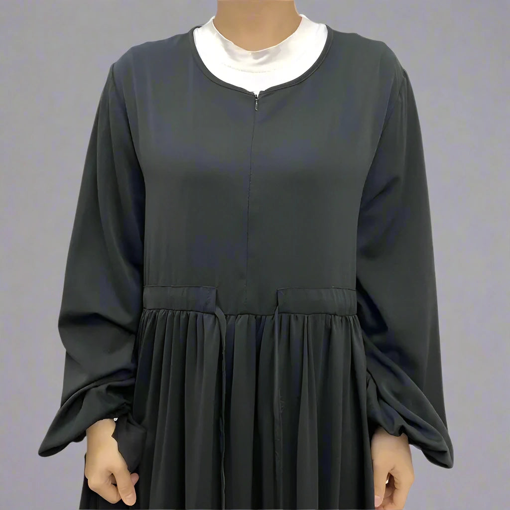 Robe Abaya ample de couleur unie pour femmes musulmanes