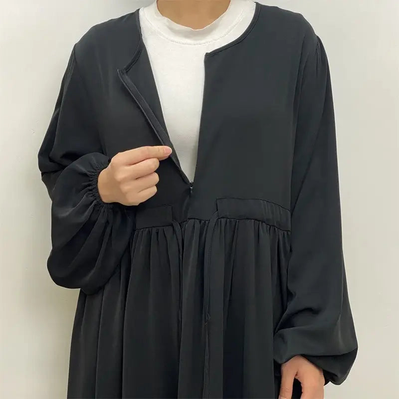 Robe Abaya ample de couleur unie pour femmes musulmanes