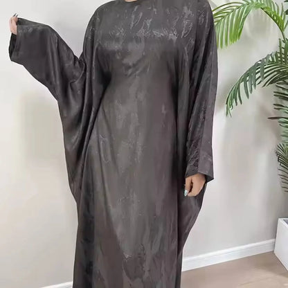 Robe Abaya en satin jacquard 3D #25002