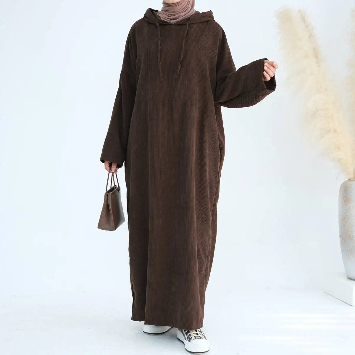 Robe Abaya en velours côtelé pour l'hiver et l'automne