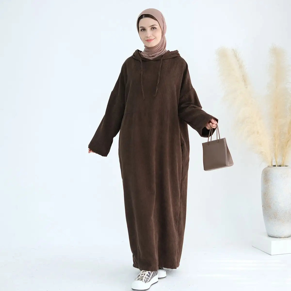 Robe Abaya en velours côtelé pour l'hiver et l'automne
