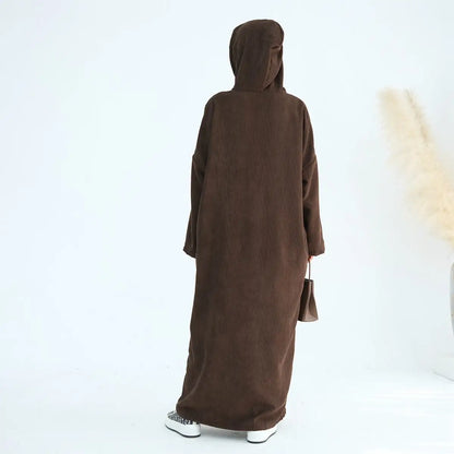 Robe Abaya en velours côtelé pour l'hiver et l'automne