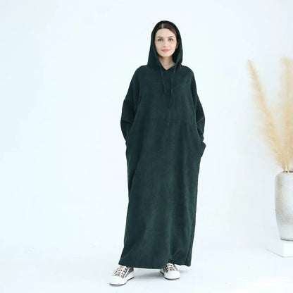 Robe Abaya en velours côtelé pour l'hiver et l'automne