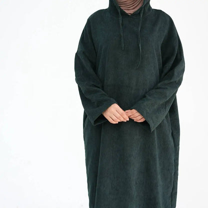 Robe Abaya en velours côtelé pour l'hiver et l'automne