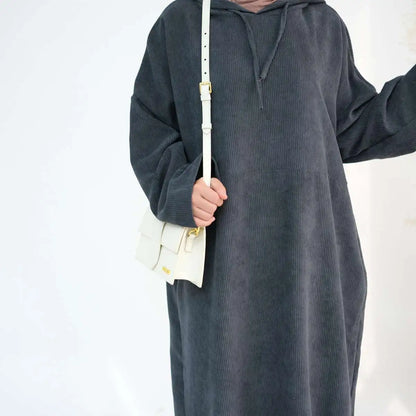 Robe Abaya en velours côtelé pour l'hiver et l'automne