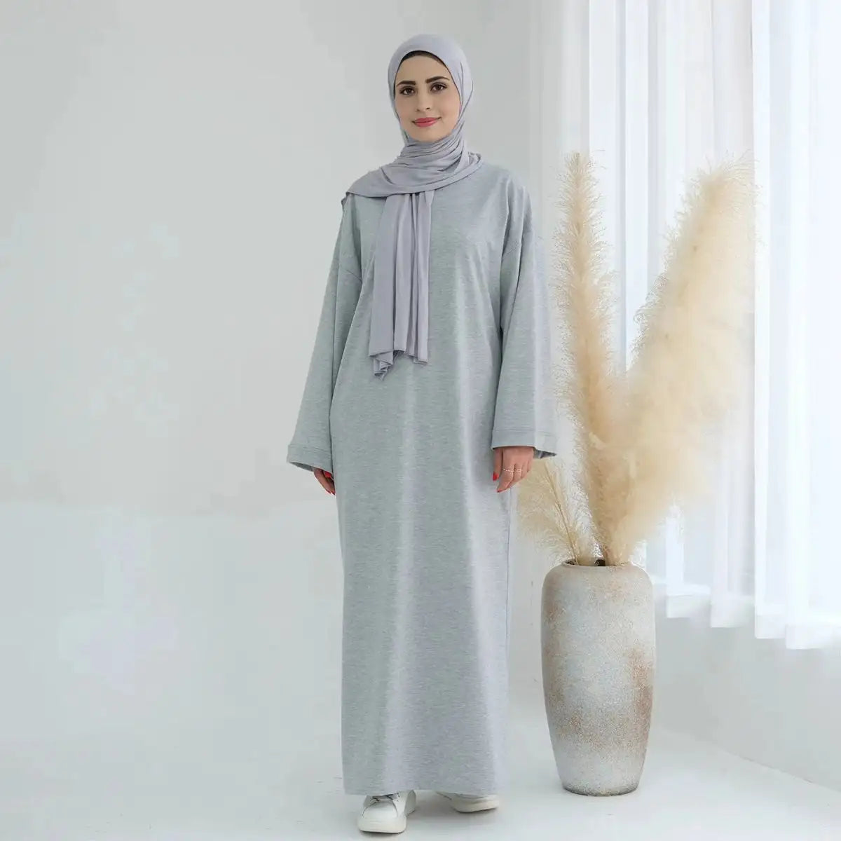 Robe Abaya unie de couleur unie