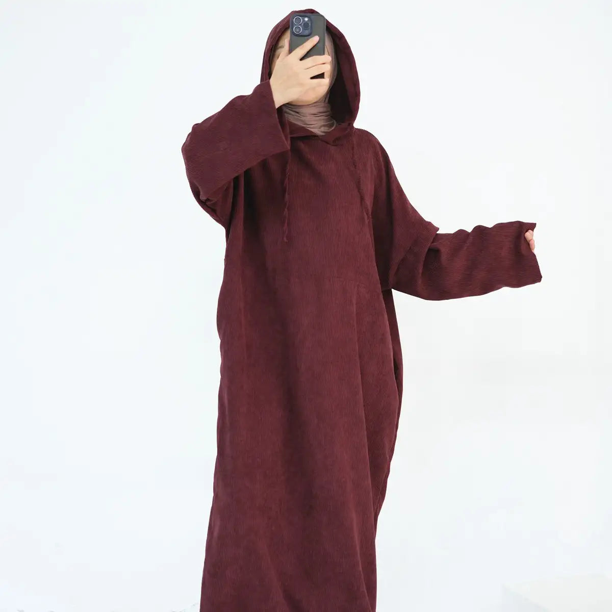 Robe Abaya en velours côtelé pour l'hiver et l'automne