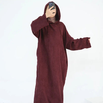 Robe Abaya en velours côtelé pour l'hiver et l'automne