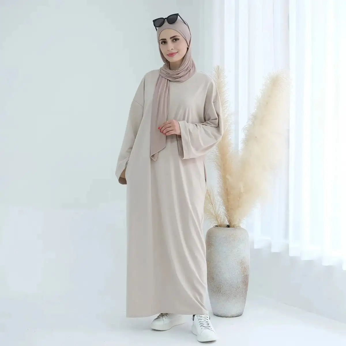 Robe Abaya unie de couleur unie