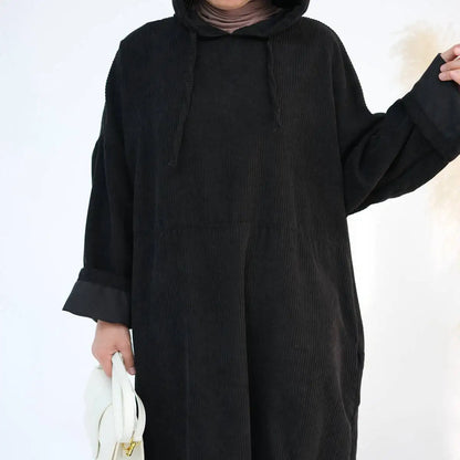 Robe Abaya en velours côtelé pour l'hiver et l'automne