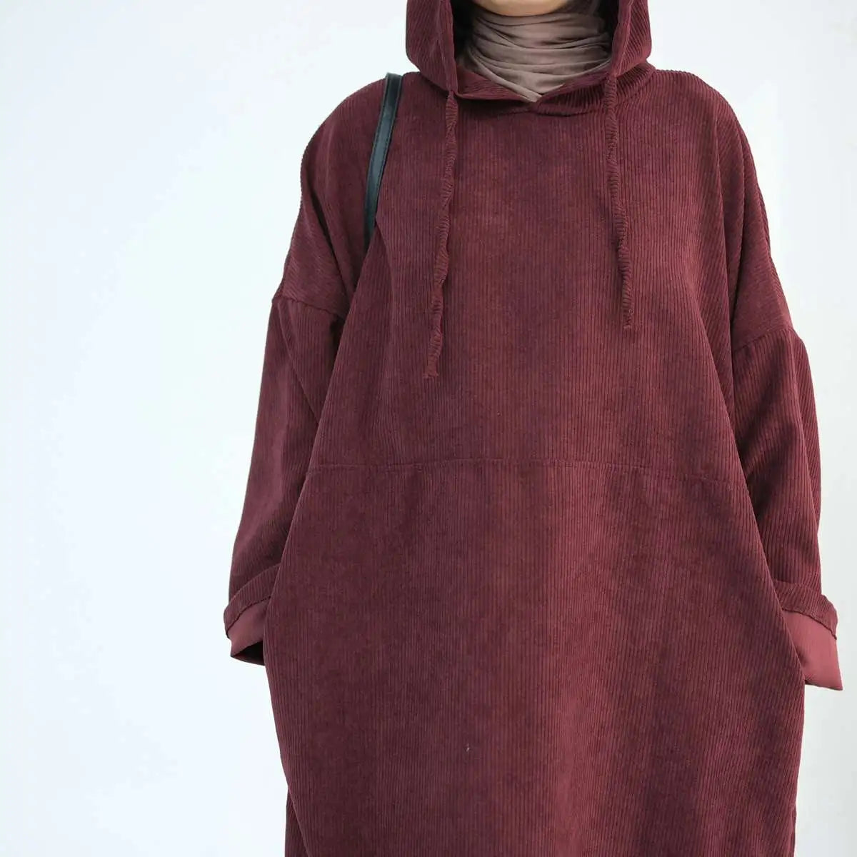 Robe Abaya en velours côtelé pour l'hiver et l'automne