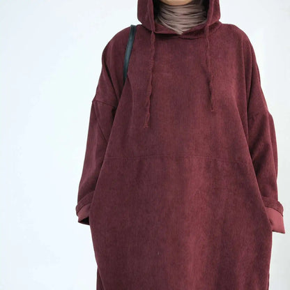 Robe Abaya en velours côtelé pour l'hiver et l'automne