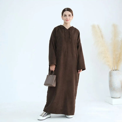 Robe Abaya en velours côtelé pour l'hiver et l'automne