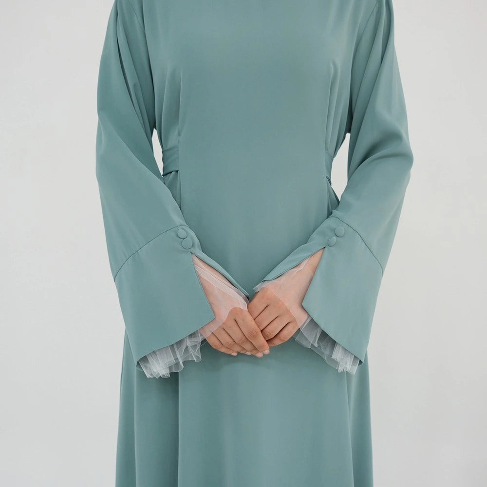 Robe Nida Abaya à manches en dentelle #251004