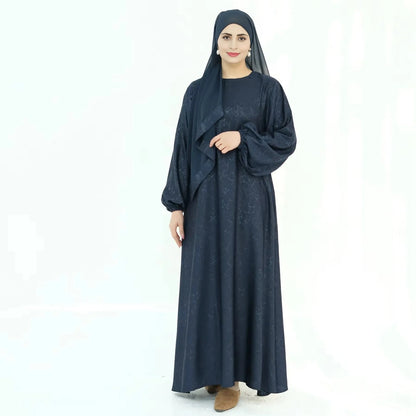 Robe Abaya en satin jacquard 3D #24009