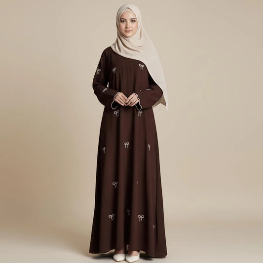 Robe Abaya - Broderies de nœuds - Nida - #251000