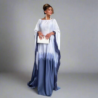 Robe abaya à imprimé dégradé et pompons #25135