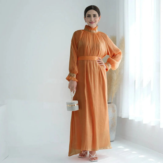 Robe Abaya brillante et lumineuse pour femmes musulmanes
