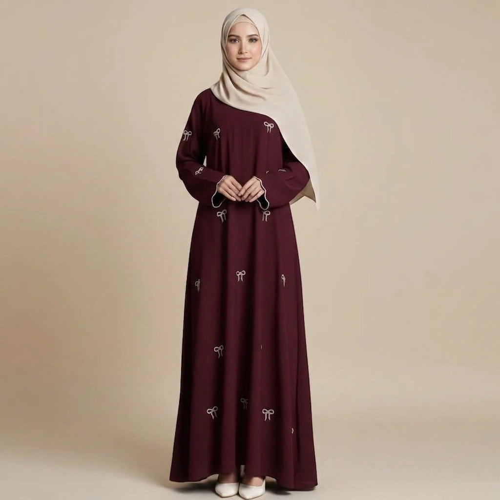 Robe Abaya - Broderies de nœuds - Nida - #251000