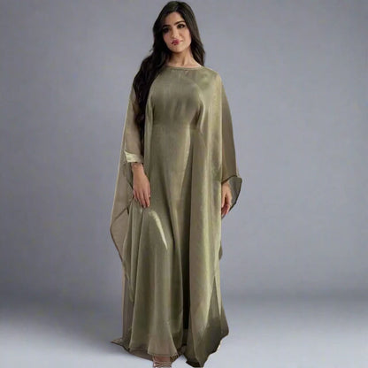 Ensemble 2 pièces robe abaya farasha à manches chauve-souris avec robe intérieure